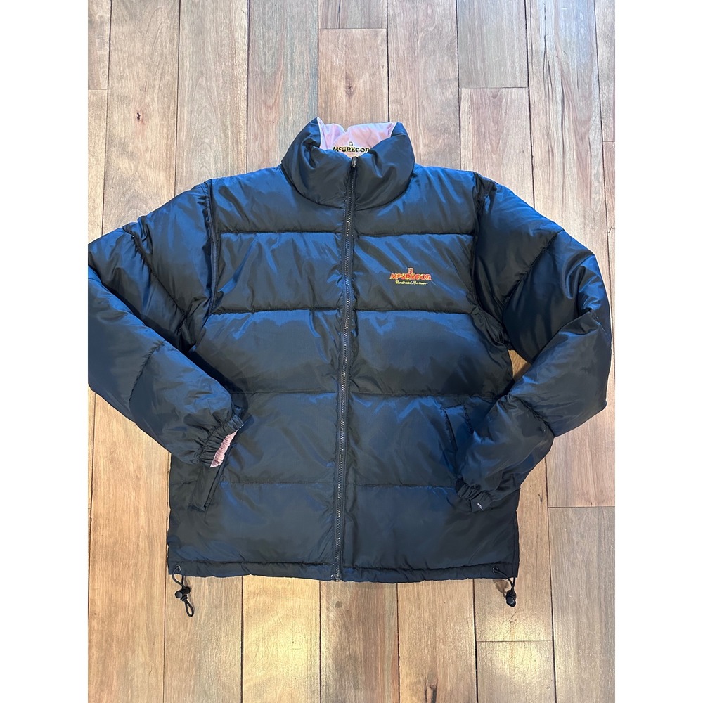 McGregor Reversible Puffer Jacket Women Small Black Pink Down Filled Full Zip